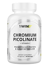 Купить 1WIN Хрома пиколинат + витамин С / Chromium picolinate + vitamin C капсулы массой 410 мг 60 шт цена