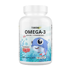 Купить 1WIN Комплекс детский Омега-З с витаминами Е и Д Малина и травы жевательные капсулы массой 790 мг 120 шт цена