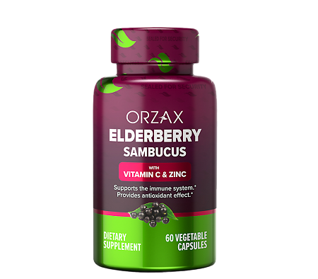 Orzax Черная Бузина комплекс для иммунитета+витамин С и Цинк/Elderberry Sambucus капсулы массой 584,5 мг 60 шт