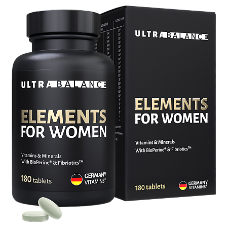 Элементы для женщин Премиум Витамины и минералы / Elements for Womens Premium Vitamins & Minerals UltraBalance таблетки массой 950 мг 180 шт