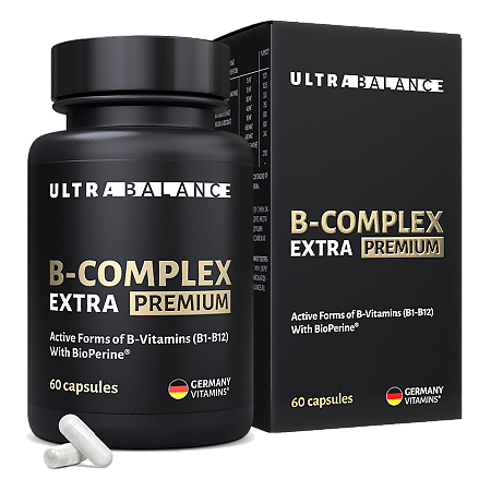 В-комплекс Экстра Витамины группы В в активной форме / B-complex Extra Premium UltraBalance капсулы по 400 мг 60 шт