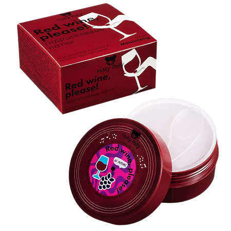 Holly Polly Гидрогелевые патчи для глаз Red Wine, please ! с гиалуроновой кислотой и экстрактом красного вина 60 шт