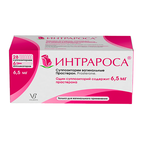 Интрароса суппозитории вагинальные 6,5 мг 28 шт в комплекте с аппликаторами 6 шт