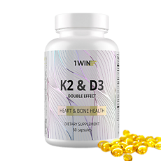 Купить 1WIN К2+Д3 Дабл эффект / K2+D3 Double effect капсулы массой 330 мг 120 шт цена