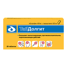 Купить ТабДолгит таблетки покрыт.плен.об. 400 мг+325 мг 20 шт цена