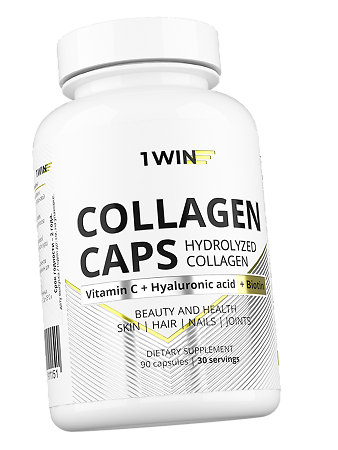 1WIN Коллаген с витамином С, гиалуроновой кислотой и биотином / Сollagen with vitamin C, hyaluronic acid and biotin капсулы массой 570 мг 90 шт