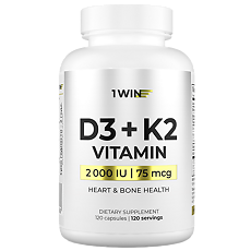 Купить 1WIN Витамин D3 + K2 / Vitamin D3 + K2 капсулы массой 370 мг 120 шт цена