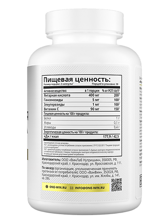 1WIN Янтарная кислота / Succinic acid капсулы массой 580 мг 60 шт
