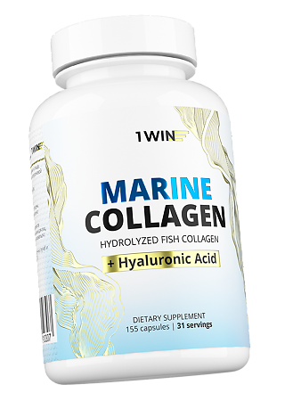 1WIN Морской коллаген с витамином С и гиалуроновой кислотой / Marine collagen with Vitamin C and Hyaluronic acid капсулы массой 475 мг 155 шт