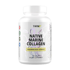 Купить 1WIN Нативный морской Коллаген+Гиалуроновая кислота+Витамин С / Native marine collagen+Hyaluronic Acid+Vitamine C капсулы массой 420 мг 60 шт цена