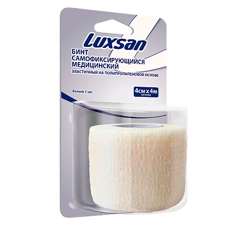 Luxsan Бинт самофиксирующийся медицинский на полипропиленовой основе белый 4см х 4м 1 шт