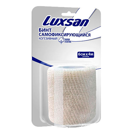 Luxsan Бинт самофиксирующийся медицинский на полипропиленовой основе белый 6см х 4м 1 шт