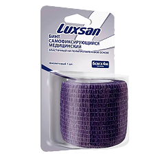 Купить Luxsan Бинт самофиксирующийся медицинский эластичный на полипропиленовой основе фиолетовый 6см х 4м 1 шт цена