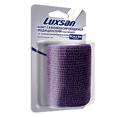 Купить Luxsan Бинт самофиксирующийся медицинский эластичный на полипропиленовой основе фиолетовый 8см х 4м 1 шт цена