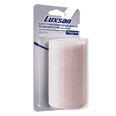 Luxsan Бинт самофиксирующийся медицинский на полипропиленовой основе белый 10см х 4м 1 шт