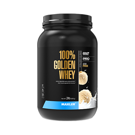 Макслер 100% Голден Вей Про вкус ванильное мороженое / Maxler 100% Golden Whey Pro Vanilla ice cream порошок 907 г 1 шт