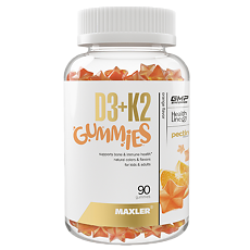 Купить Maxler D3+К2 Гаммиз/D3+K2 Gummies жевательная конфета по 2 г вкус апельсина 90 шт цена