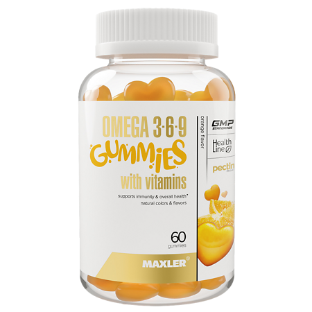 Макслер Омега 3-6-9 Гаммиз вкус апельсин / Maxler Omega 3-6-9 Gummies Orange flavor жевательная конфета по 3 г 60 шт