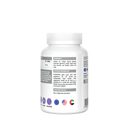 Ультрасаппс Альфа-липоевая кислота / Ultrasupps Alpha Lipoic Acid капсулы массой 750 мг 30 шт
