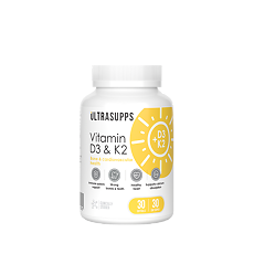 Купить Ultrasupps Витамин D3 и K2 / Vitamin D3 & K2 капсулы массой 430 мг 30 шт цена
