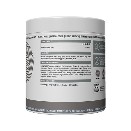 Ультрасаппс Ультра Голд Креатин моногидрат повдер / Ultrasupps Ultra Gold Creatine Monohydrate Powder порошок массой 300 г 1 шт