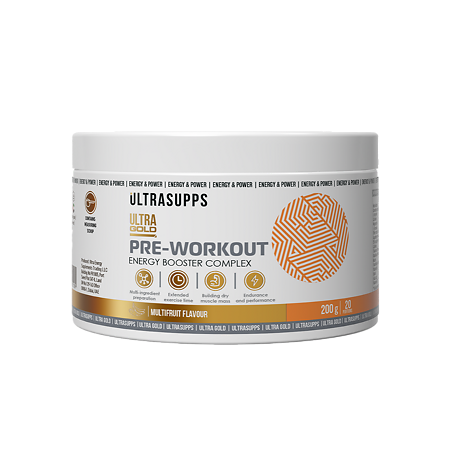 Ультрасаппс Ультра Голд предтренировочный комплекс / Ultrasupps Ultra Gold Pre-workout Multifruit порошок со вкусом мультифрукт массой 200 г 1 шт