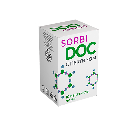 SORBIDOC Сорбектин с пектином порошок пакеты по 4 г 10 шт
