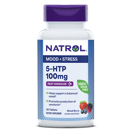 Natrol 5-гидрокситриптофан 100 мг F/D Ягодный микс / 5-HTP 100mg F/D Mixed Berry быстрорастворимые таблетки массой 1123,54 мг 30 шт