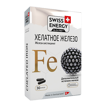 Изображение товара Swiss Energy Хелатное железо капсулы с длительным высвобождением 596 мг 30 шт