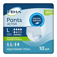 Купить Tena Pants Active Подгузники-трусы для взрослых Normal р L (95-120 см) 10 шт цена