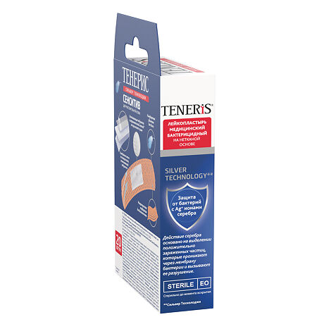 Teneris Лейкопластырь Sensitive бактерицидный на нетканой основе 76 х 19 мм 20 шт
