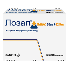 Купить Лозап Плюс таблетки покрыт.плен.об. 12,5 мг+50 мг 30 шт цена