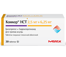 Купить Конкор НСТ таблетки покрыт.плен.об. 2,5 мг+6,25 мг мг 30 шт цена