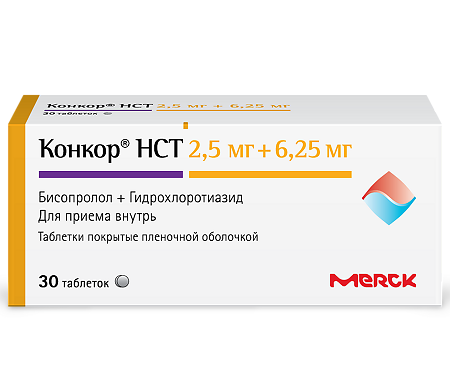 Конкор НСТ таблетки покрыт.плен.об. 2,5 мг+6,25 мг мг 30 шт