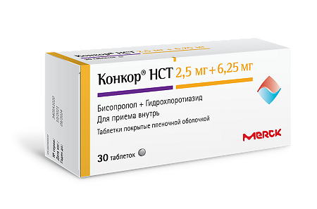 Конкор НСТ таблетки покрыт.плен.об. 2,5 мг+6,25 мг мг 30 шт