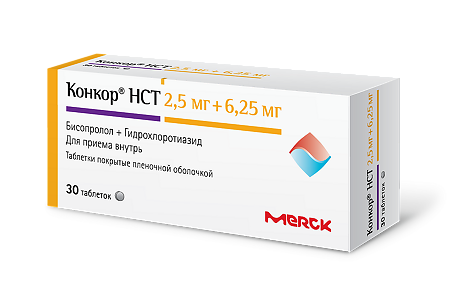 Конкор НСТ таблетки покрыт.плен.об. 2,5 мг+6,25 мг мг 30 шт