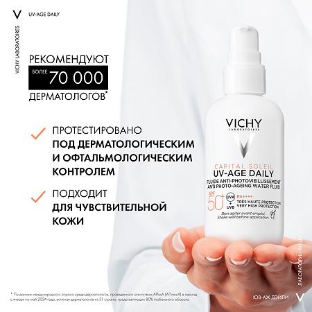 Vichy Capital Soleil UV-Age Daily Невесомый солнцезащитный флюид для лица против признаков фотостарения SPF50+ 80 мл 1 шт