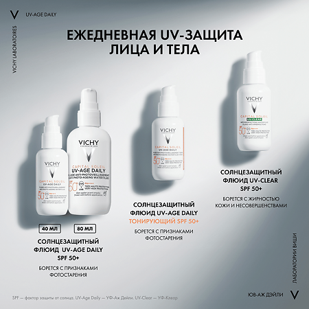 Vichy Capital Soleil UV-Age Daily Невесомый солнцезащитный флюид для лица против признаков фотостарения SPF50+ 80 мл 1 шт