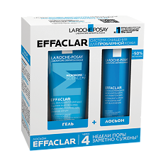 Купить La Roche-Posay Effaclar Набор жирная и проблемная кожа Гель очищающий 200 мл+Лосьон для сужения пор 200 мл 1 уп цена