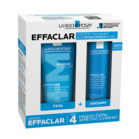 Изображение товара La Roche-Posay Effaclar Набор жирная и проблемная кожа Гель очищающий 200 мл+Лосьон для сужения пор 200 мл 1 уп