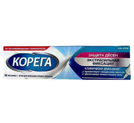 Корега крем для фиксации зубных протезов Защита десен экстрасильная фиксация 40 мл 1 шт