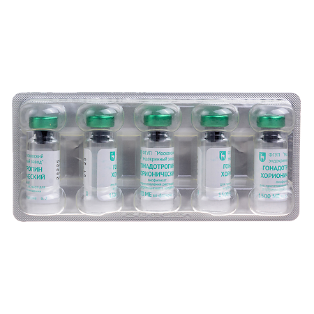 Гонадотропин хорионический лиофилизат д/приг раствора для в/м введ 1500 ме фл 5 шт