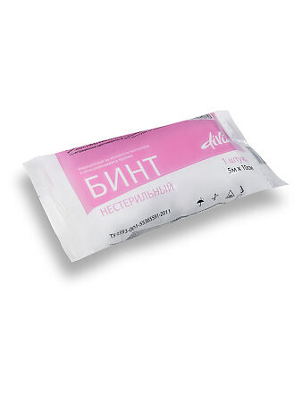 Бинт нестерильный медицинский из нетканого материала с неосыпающимися краями DIVIA 5 м х 10 см 1 шт