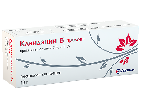 Клиндацин Б пролонг крем вагинальный 2%+2% туба 19 г 1 шт в комплекте с аппликатором 3 шт
