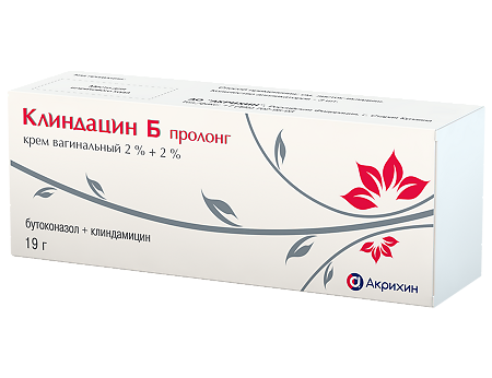 Клиндацин Б пролонг крем вагинальный 2%+2% туба 19 г 1 шт в комплекте с аппликатором 3 шт