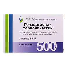 Изображение товара Гонадотропин хорионический лиофилизат д/приг раствора для в/м введ 500 ме фл 5 шт