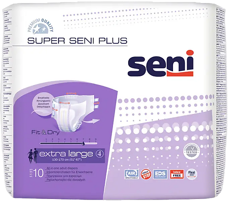 Seni Super Plus Extra Large подгузники для взрослых (130-170см) 10 шт