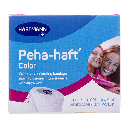 Бинт Пеха-хафт/Peha-haft Color когезивный эластичный фиксирующий 4 м х 4 см белый 1 шт