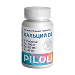 PILULI Кальций 500 мг + D3 апельсин таблетки массой 2000 мг 60 шт