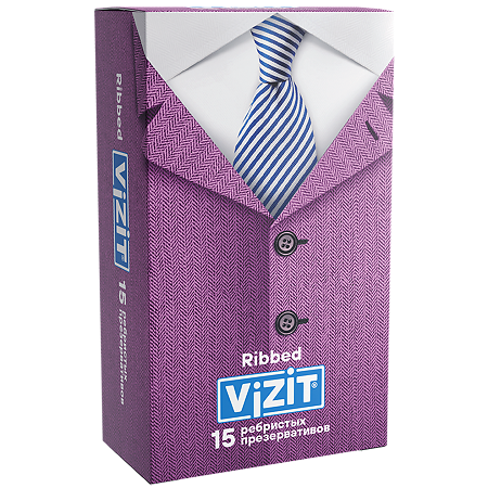 Презервативы VIZIT Ribbed ребристые 15 шт